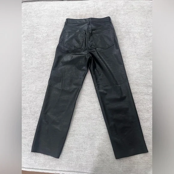 Express Croc-Embossed Faux Leather High-Rise Straight-Leg Pants 2 Office… - Picture 7 of 9